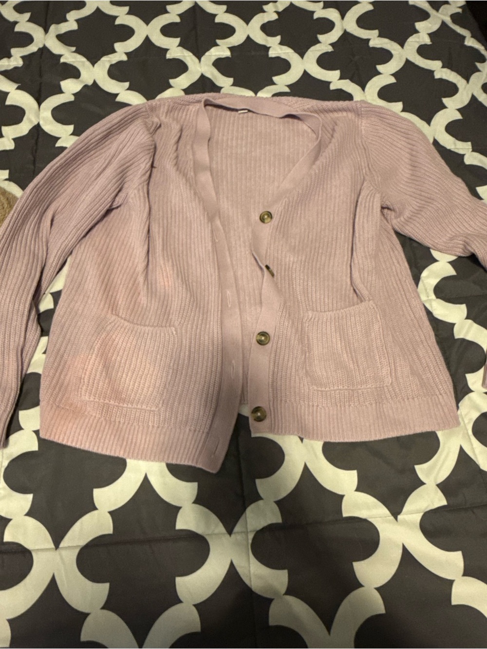 croft & barrow Dusty Pink Ribbed Button-Front Cardigan